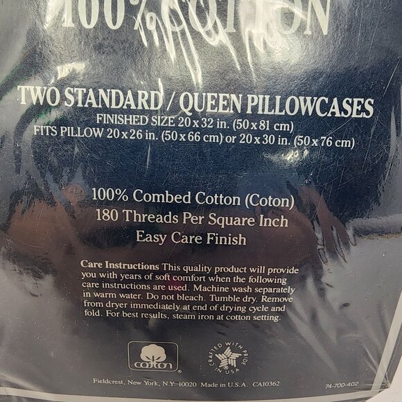 Fieldcrest 100% Cotton Pillowcases Std/Queen Floral Print 180 Thread Count - Picture 3 of 5